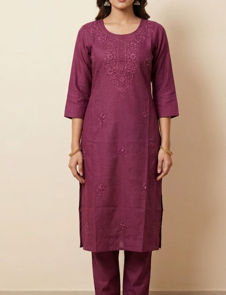 Chikankari Co-ord Set  - Vertical Silk Chikankari