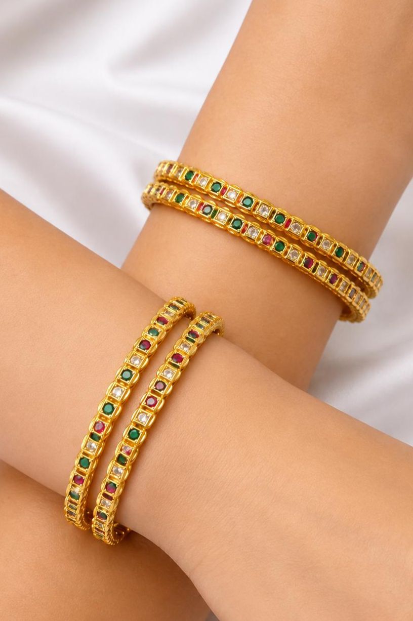 Gold Plated Multicolor Stone Studded Designer Bang - 2.6